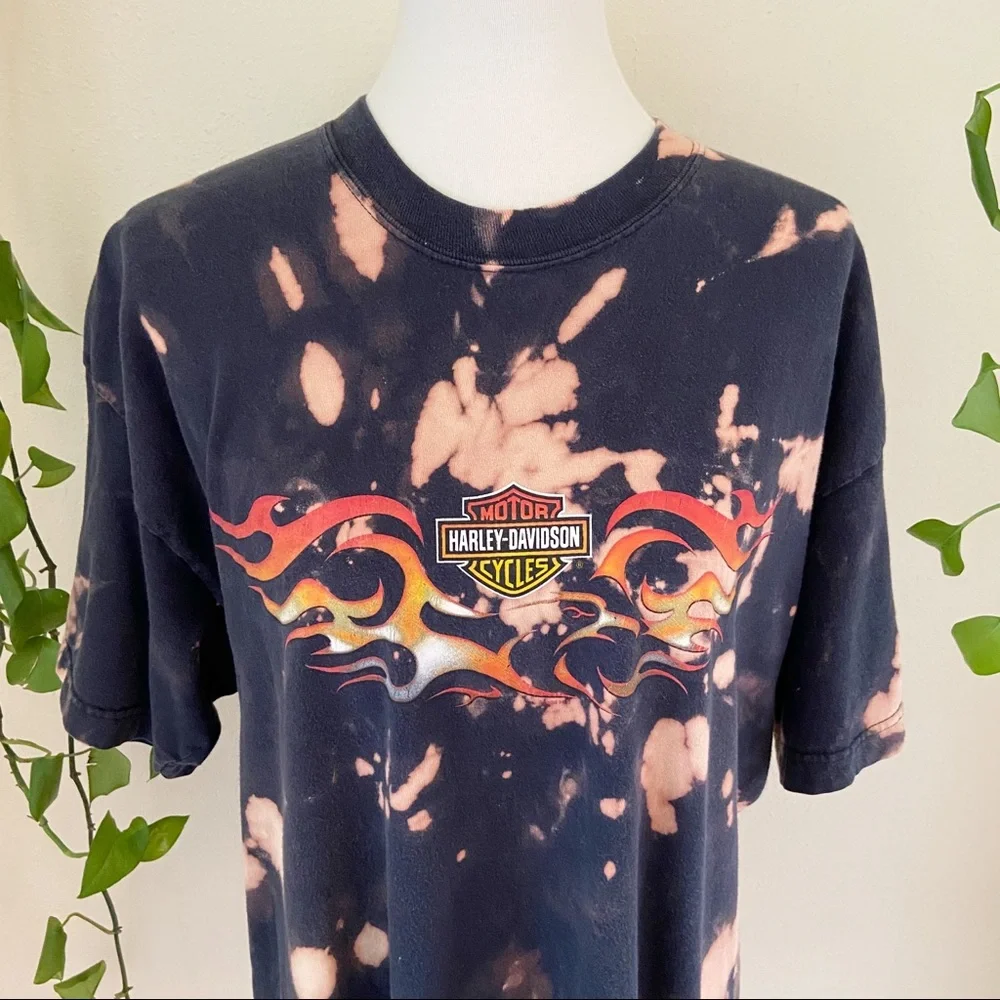 Vintage 90s Harley-Davidson Bleach Dyed Tee - Picture 2 of 9